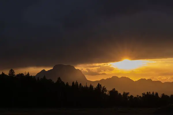 Krásný Západ Slunce Tetons — Stock fotografie