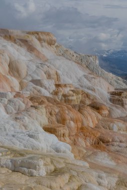 Manzaralı Mamut Kaplıcaları Yellowstone Ulusal Parkı Wyoming 'deki Travertine Terasları