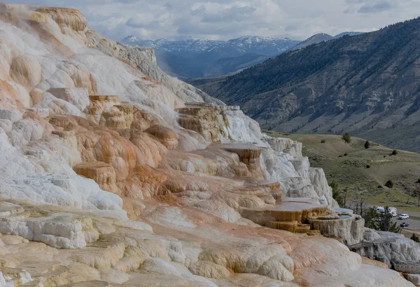 Paisagem Terraços Travertino Nascentes Termais Mamute Cênico Parque Nacional Yellowstone Fotos De Bancos De Imagens