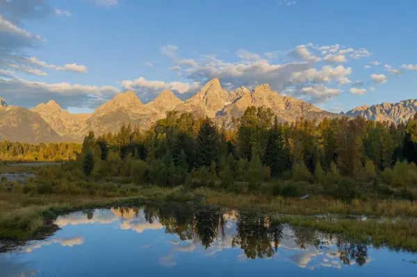 stock image a scenic reflection landscape in the Tetons in autumn