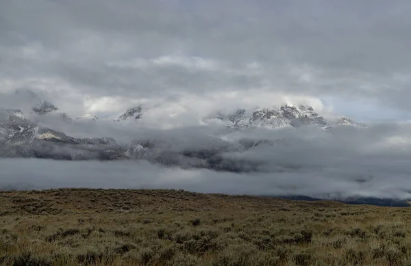 Nubes Cubren Gama Teton Parque Nacional Grand Teton Wyoming Otoño —  Fotos de Stock