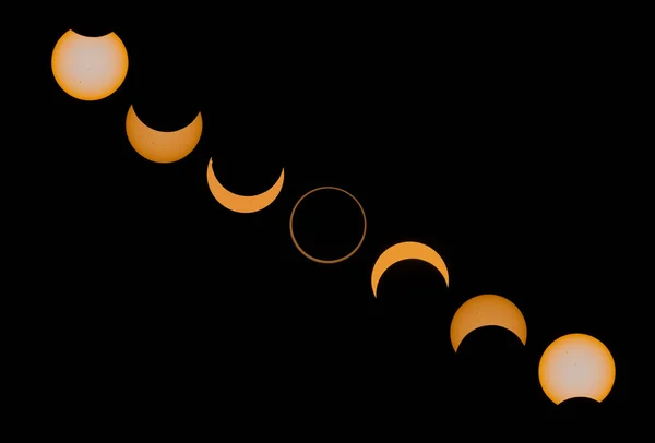 stock image a sequence of the annular solar eclipse Oct 14, 2023