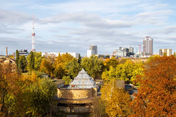 Bâtiment Municipal Immeuble Résidentiel Plusieurs Étages Panorama Automne Kiev Capitale — Photo