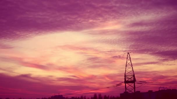 Beautiful Sunset Sky City Clouds Pink Orange Red Purple Cloud — Stok video