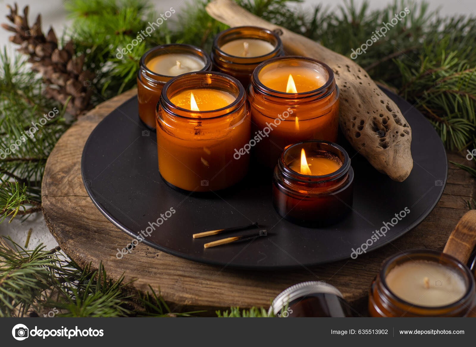 Soy Candles Burn Glass Jars Comfort Home Candle Brown Jar Stock Photo by  ©Real_life 635513902