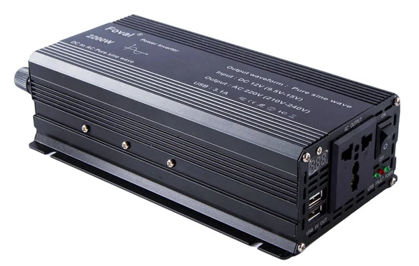 Inverter-voltage converter. Sinusoidal pure sine converter adapter isolated on white background. Power Inverters DC to AC from car battery