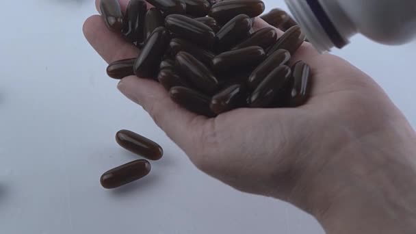 Nalej Prášky Sklenice Vitamíny Tablet Pozadí Léčba Medicína Lékárna Farmaceutika — Stock video