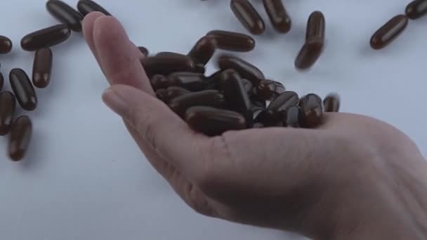 Hapları Kavanozdan Dök Vitamin Tableti Arka Planı Tedavi Ilaç Eczane — Stok video