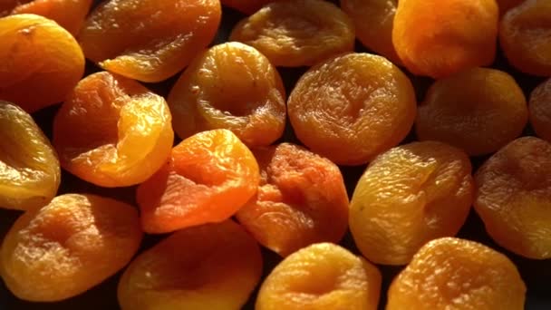 Suszone Morele Bliska Suche Surowe Owoce Moreli Żywności Górna Miska — Wideo stockowe