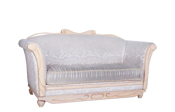 Altes Sofa Isoliert Auf Weißem Hintergrund Sessel Mit Holzplanken Empire — Stockfoto