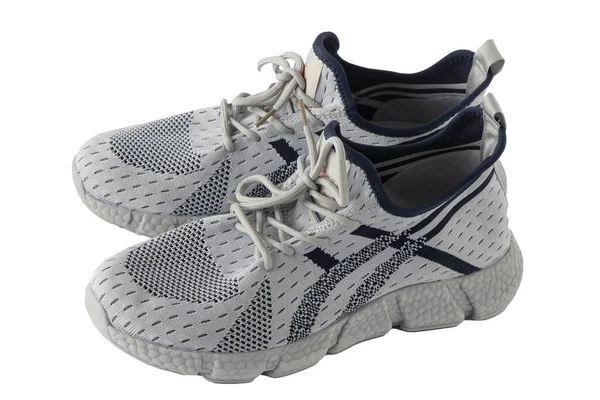 Beyaz Arka Planda Izole Edilmiş Gri Spor Ayakkabılar Koşmak Için — Stok fotoğraf