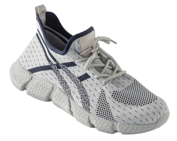 Sneakers Grigie Isolate Sfondo Bianco Scarpe Sportive Correre Nuove Calzature — Foto Stock