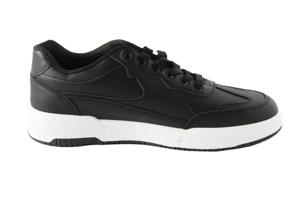 Zwarte Sneakers Geïsoleerd Witte Achtergrond Sportschoenen Voor Hardlopen Nieuw Schoeisel — Stockfoto