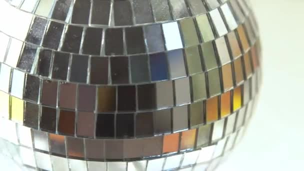 Spegel Disco Bollen Bakgrund Lysande Dekoration Silverdekoration Party Disco Ball — Stockvideo
