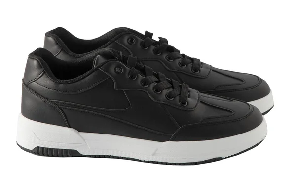 Zwarte Sneakers Geïsoleerd Witte Achtergrond Sportschoenen Voor Hardlopen Nieuw Schoeisel — Stockfoto