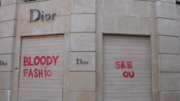 Signboard Logo Company Dior Store Bloody Fashion Inscription Windows Finished — Vídeos de Stock