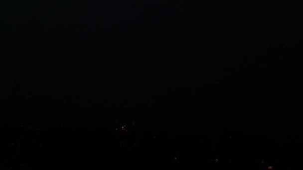 Trovoada Céu Noturno Flashes Relâmpagos Céu Negro Natureza Tempestade Furacão — Vídeo de Stock