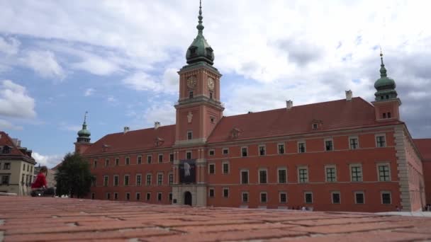 Vieille Ville Varsovie Pologne Château Royal Couleur Rouge Centre Rue — Video