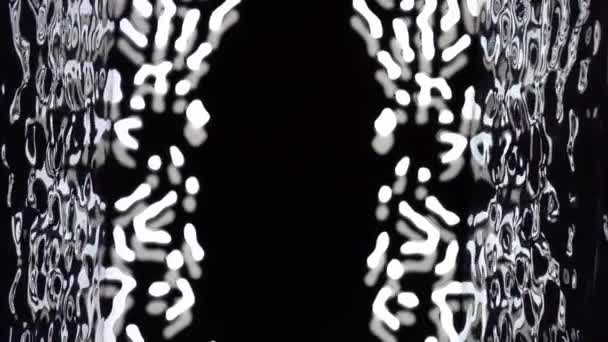 Черно Белая Абстракция Белые Пятна Цифровой Фон Оптическая Иллюзия Зеркале — стоковое видео