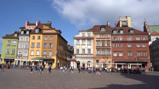 Vieille Ville Varsovie Pologne Maisons Multicolores Rue Vide Sans Touristes — Video