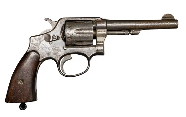 Revolver Pistolet Isolé Sur Fond Blanc Découpe Arme — Photo