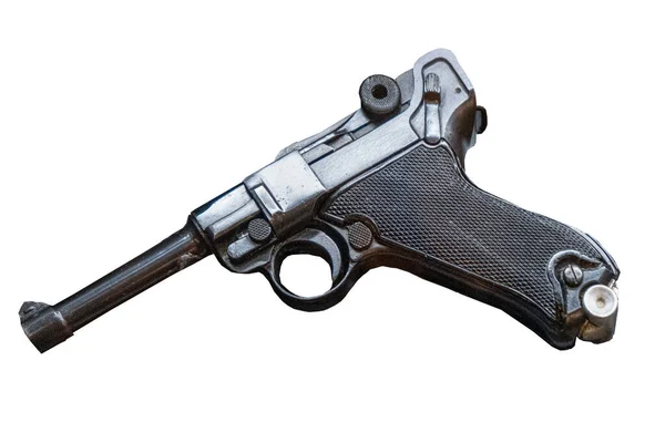Stary Pistolet Odizolowany Białym Tle Wycięcie Retro Pistoletu Broń Palna — Zdjęcie stockowe