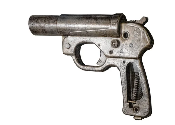 Stary Pistolet Odizolowany Białym Tle Wycięcie Retro Pistoletu Broń Palna — Zdjęcie stockowe