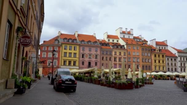 Stare Miasto Warszawa Polska Kolorowe Domy Pusta Ulica Bez Turystów — Wideo stockowe