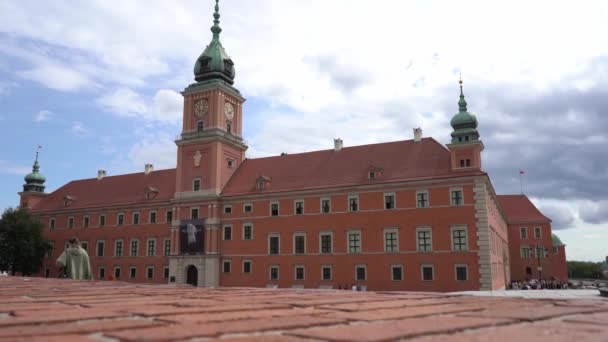Oude Stad Warschau Polen Koninklijk Kasteel Rode Kleur Centrum Lege — Stockvideo