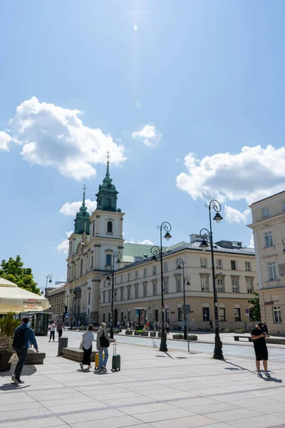 Život Ulicích Varšavy Létě Domy Budovy Polsko Varšava Července 2023 — Stock fotografie