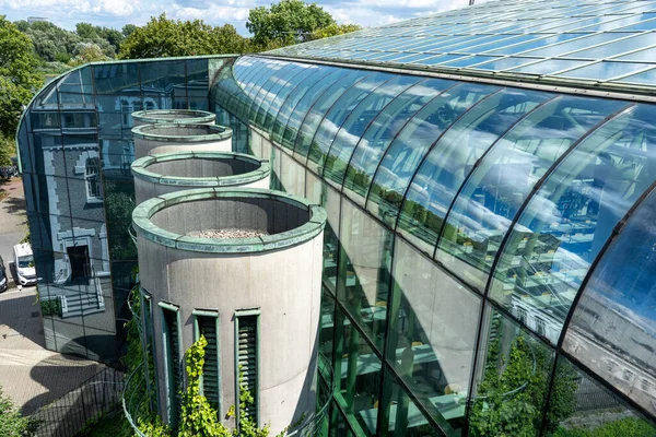 Ogród Botaniczny Dachu Biblioteka Uniwersytetu Warszawskiego Polska Nowoczesna Architektura Zielone — Zdjęcie stockowe