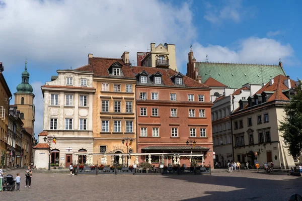 Life Streets Warsaw Summer Houses Buildings Old City Multicolored Houses — Stock Photo, Image