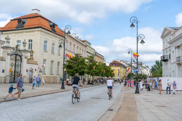 Latem Życie Ulicach Warszawy Domy Budynki Stare Miasto Kolorowe Domy — Zdjęcie stockowe