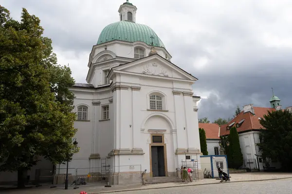 Kostelní Katedrála Architektonické Památky Stará Ulice Varšavské Domy Polsku Venkovní — Stock fotografie