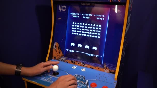 Space Invaders Taito Game Machine Jednoduchá Space Arcade Bit Retro — Stock video