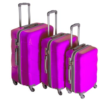 Tekerlekli pembe bavullar. Bagaj.