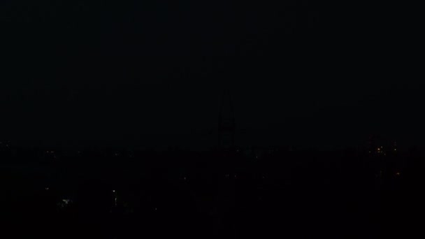 Gece Gökyüzünde Gök Gürültülü Fırtına Kara Gökyüzünde Şimşekler Çakıyor Doğa — Stok video