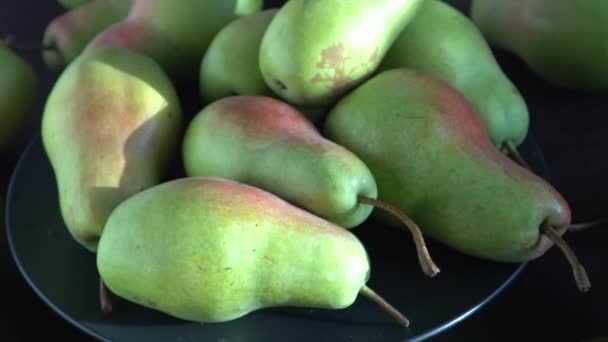 Varietà Pere Parigine Frutta Sul Tavolo Raccolta Autunnale Pere Vista — Video Stock
