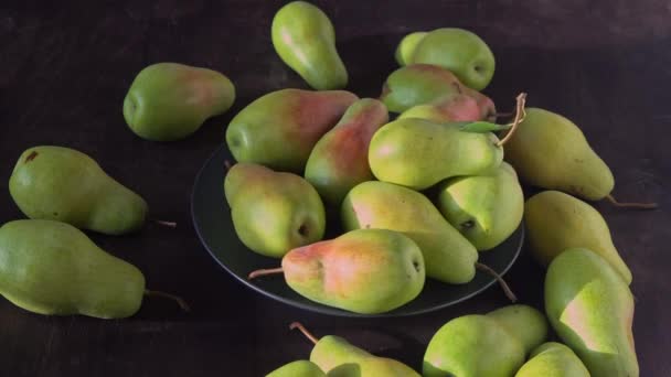 Variété Poires Parisiennes Des Fruits Sur Table Récolte Automne Poires — Video