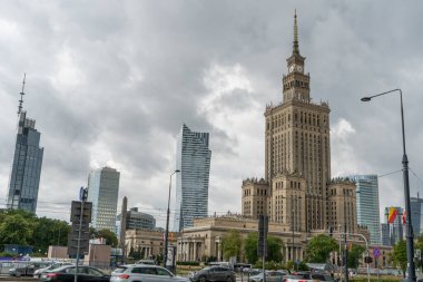 Warsaw city center. The building of the Museum of Science and Culture. Architecture landmark. Poland, Warsaw - July 27, 2023. clipart