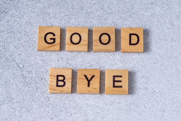 Good Bye Phrase Made Wooden Letters Word — Stock Photo, Image