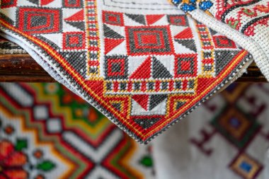 Nakış Ukrayna süsü Vyshyvanka Ukrayna geometrik çapraz dikiş.