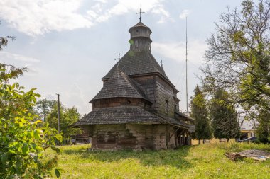 Ukrayna 'nın Eski Ahşap Kutsal Haçın Yüceltilmesi Kilisesi, Drogobych Ukrayna.