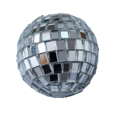 Mini ayna disko topu beyaz arkaplanda izole.