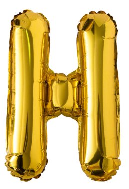 Altın folyo harfli H balonu beyaz arkaplanda izole edildi