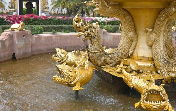 Thai mythical animal sculpture fountain
