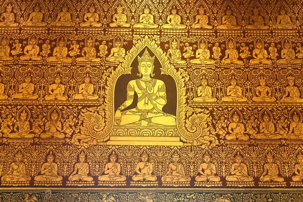 泰国寺庙墙壁上的传统泰式绘画 — 图库照片