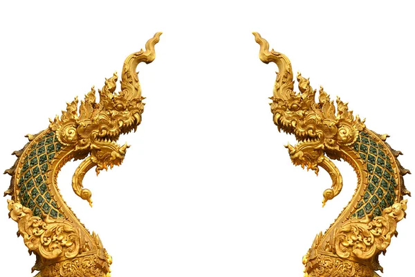 Naga Standbeeld Trap Naar Tempel Thailand Geïsoleerd Wit — Stockfoto
