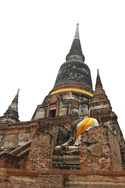 Oude Boeddha Standbeeld Bij Ayutthaya Historisch Park Watyaichaimongkhon Tempel Ayutthaya — Stockfoto