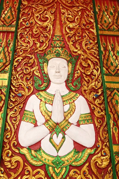 Arte Moldagem Tradicional Estilo Tailandês Para Decorar Parede Templo Tailândia — Fotografia de Stock